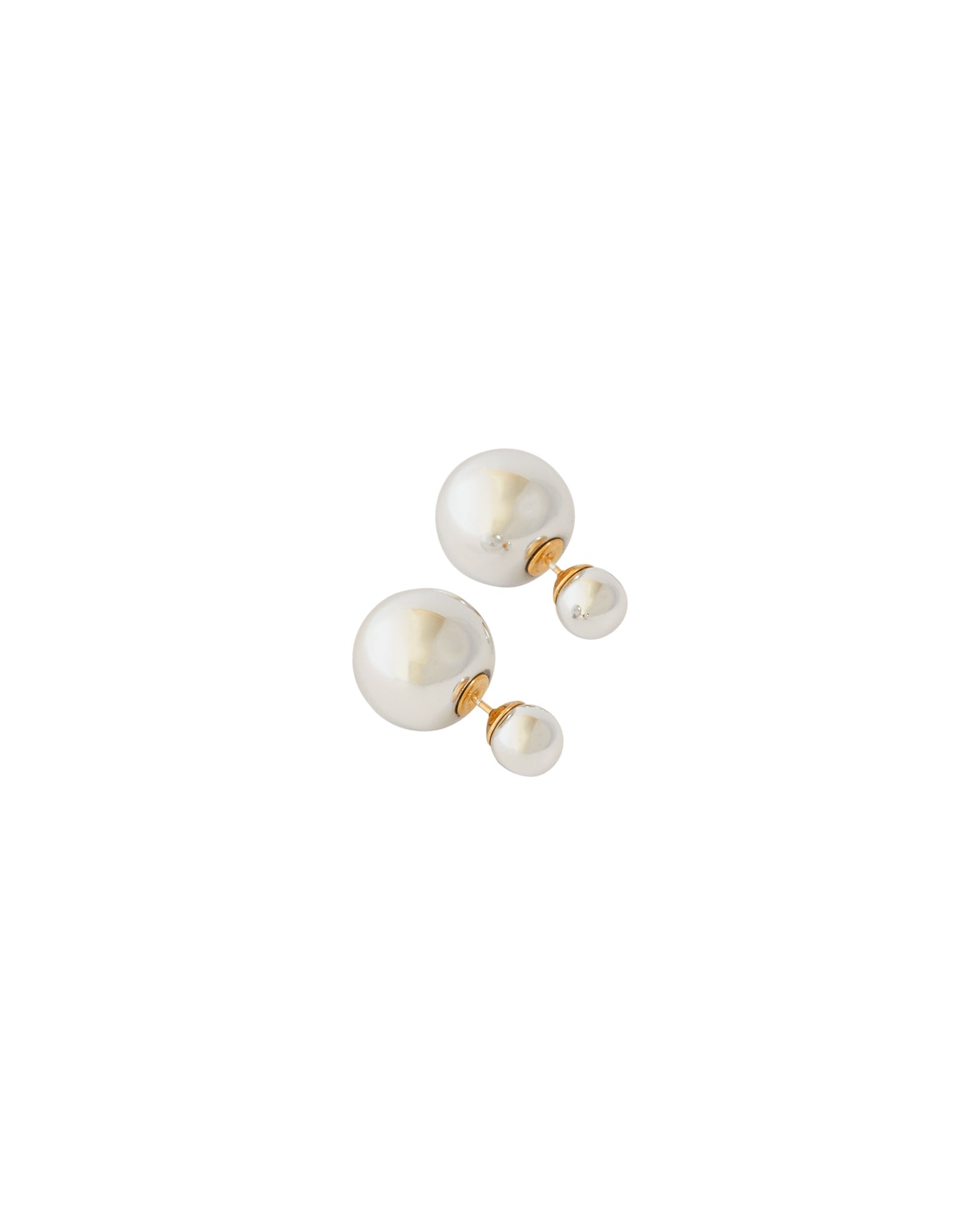 Double Ball Earrings - Pearl/Pearl