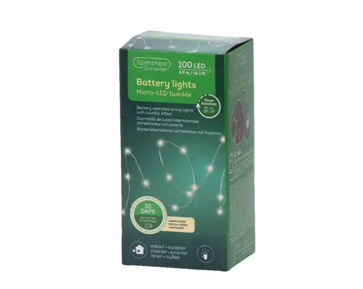 100 Battery Micro LEDs - Warm White/Silver Wire (lumineo)