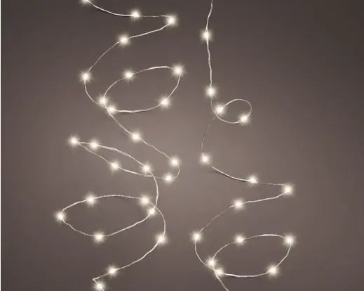 String of lights with silver wire and warm white LEDs