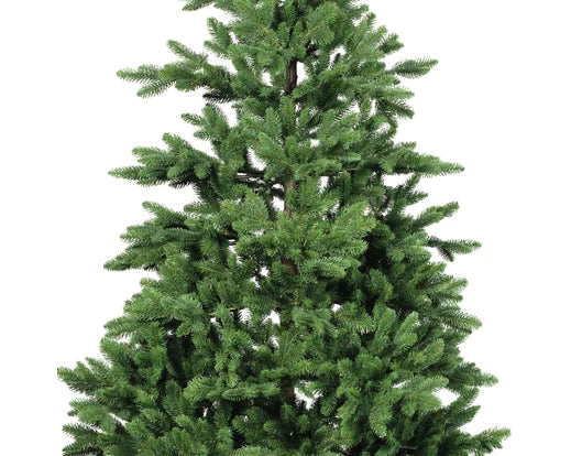 A hinged green artificial Waldorf Christmas tree